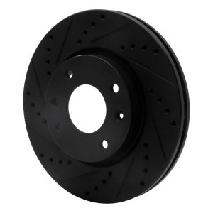 Hyundai Sonata Brake Rotor (1) - Front Left - R1 Concepts - Drilled & Slotted - Black - `02-`06